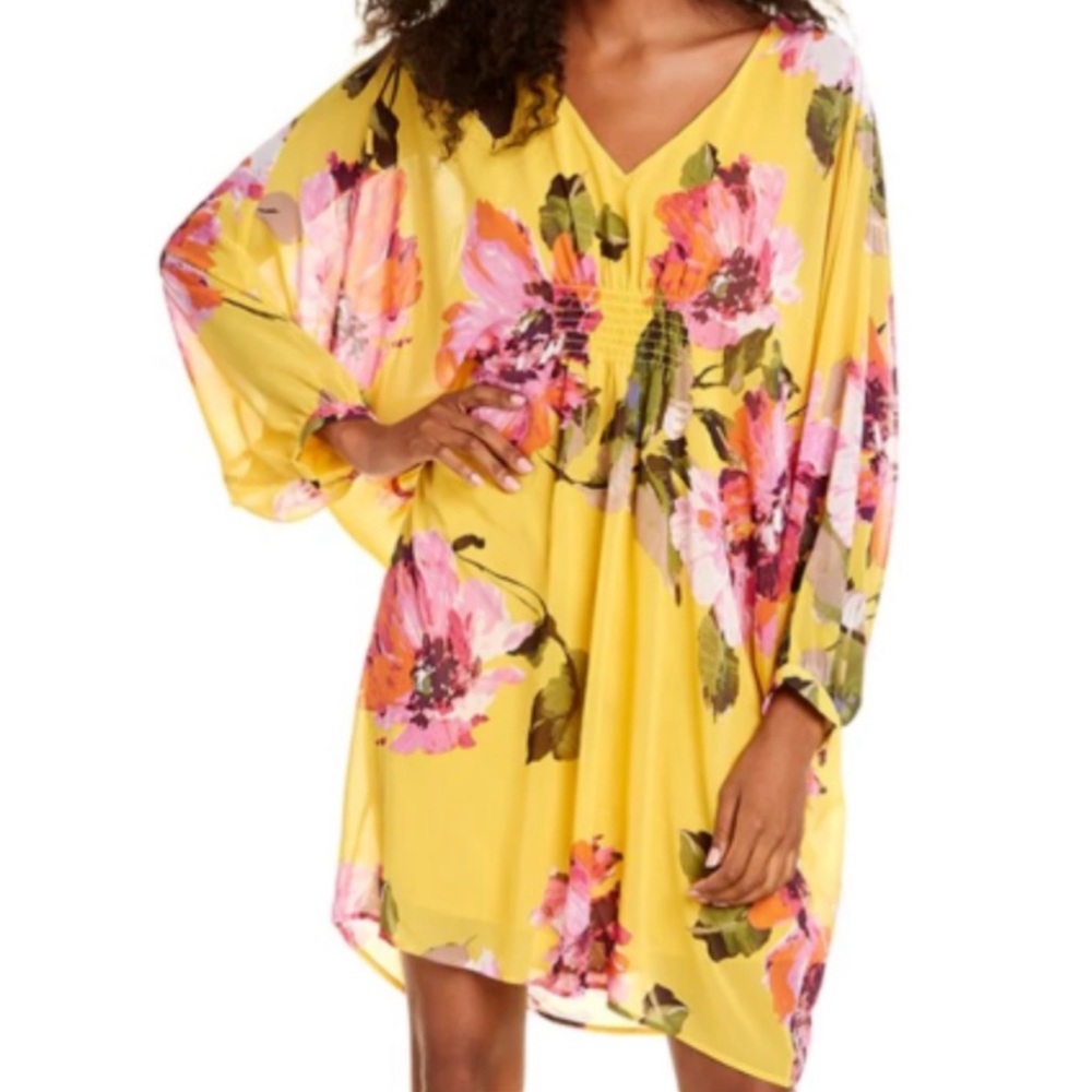 Trina Turk Gentle Floral Dress in Mimosa Yellow NWT Size XXL